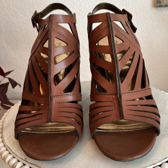 Carlos by Carlos Santana Dynamic open toe heel brown leather EUC Size 10 - Picture 2 of 13